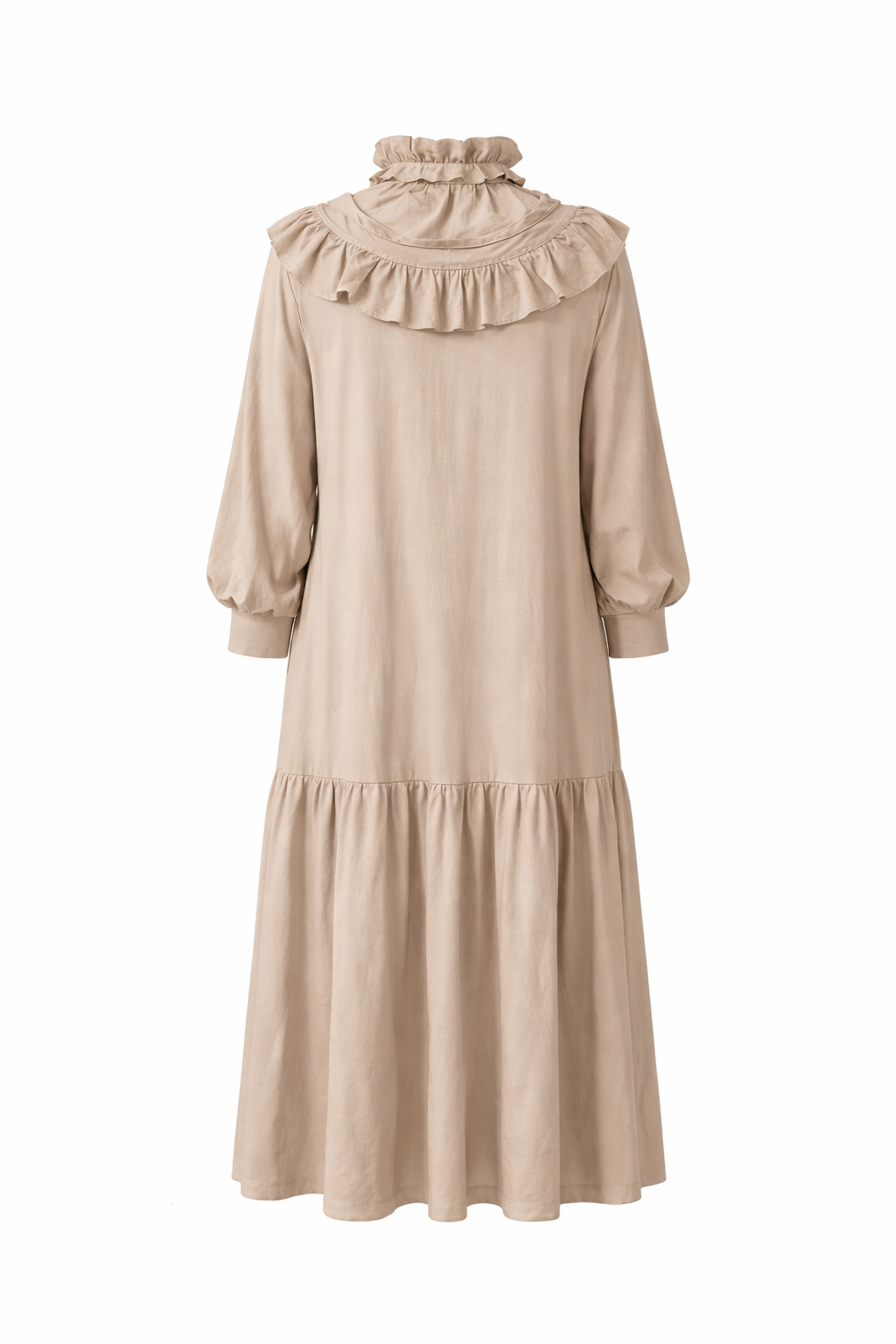 Mila Ruffle Dress in Beige