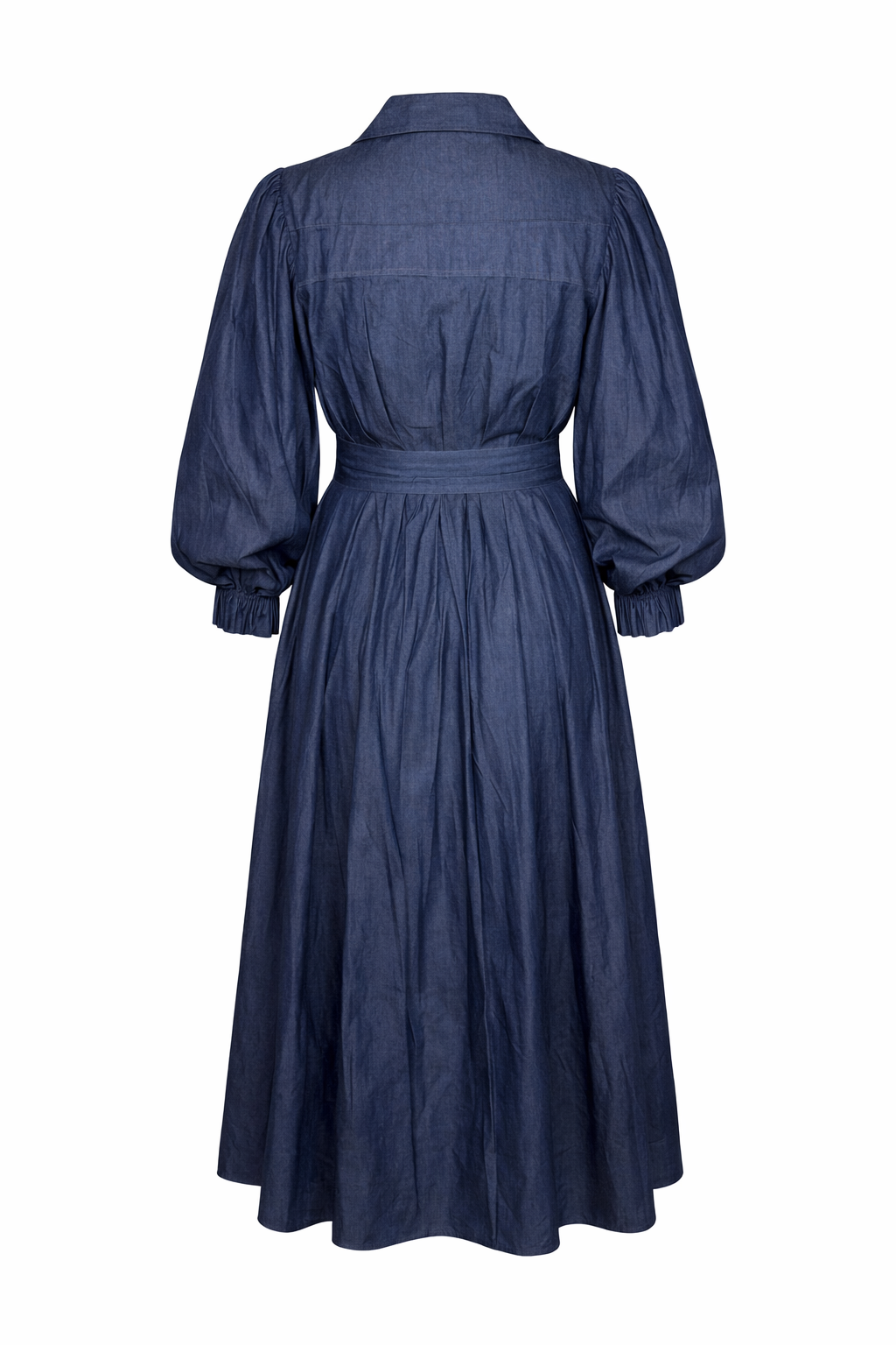 Noa Denim Kleid mit Puffärmeln & Midi-Länge
