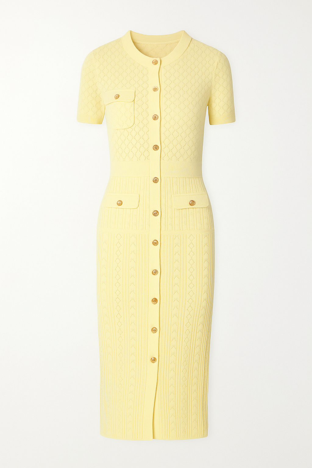 Lemon Luxe - Figurbetontes Strickkleid mit Struktur