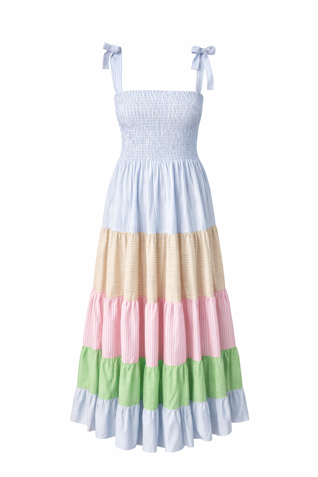 Luna Striped Maxi Dress mit Volants