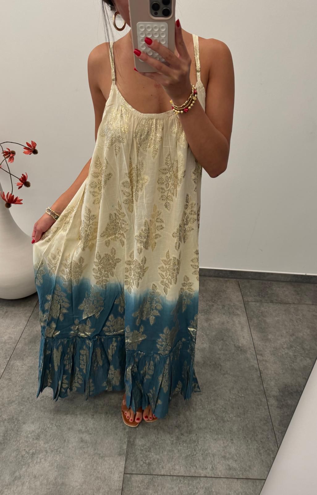 Maya - Maxikleid mit Goldprint und Farbverlauf